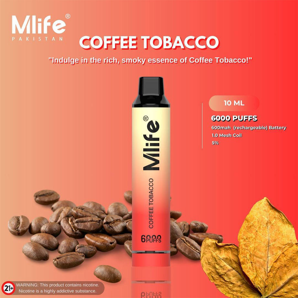 M-Life Disposable 6000 Puffs - Coffee Tobacco 50mg